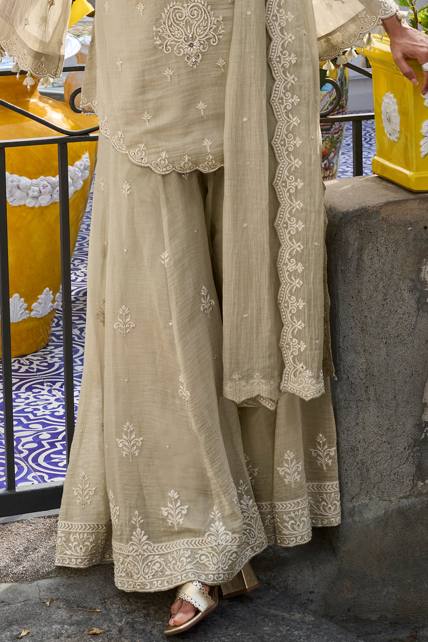 Sage Beige Readymade Embroidered Mul Silk Shrara Suit-SAR13122_4_SareeButa.com