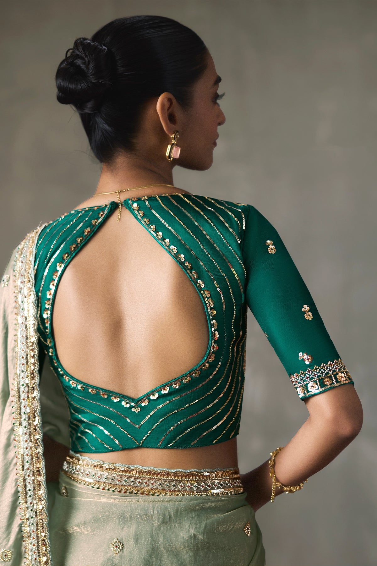 Sage Green Embroidered Silk Saree-SAR13407_4_SareeButa.com