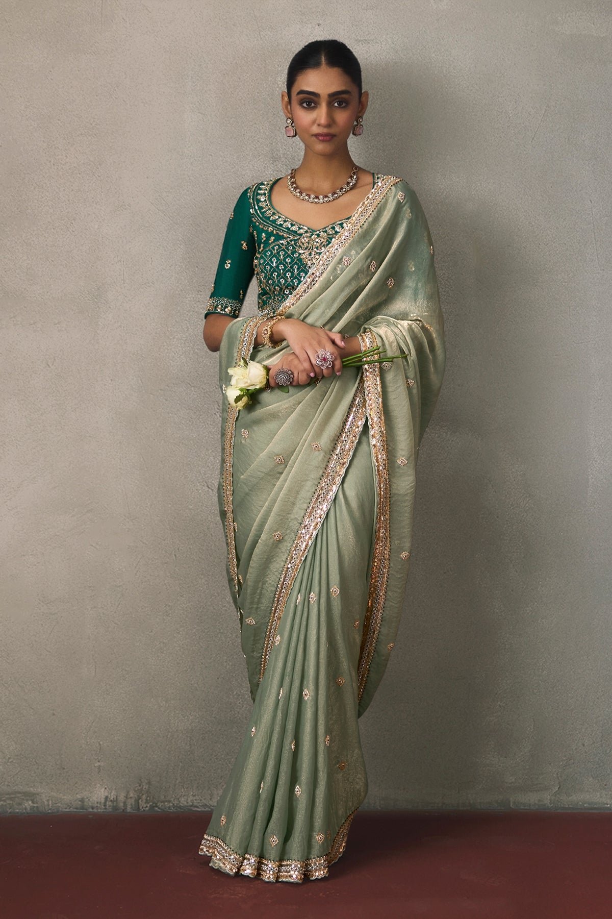 Sage Green Embroidered Silk Saree-SAR13407_5_SareeButa.com