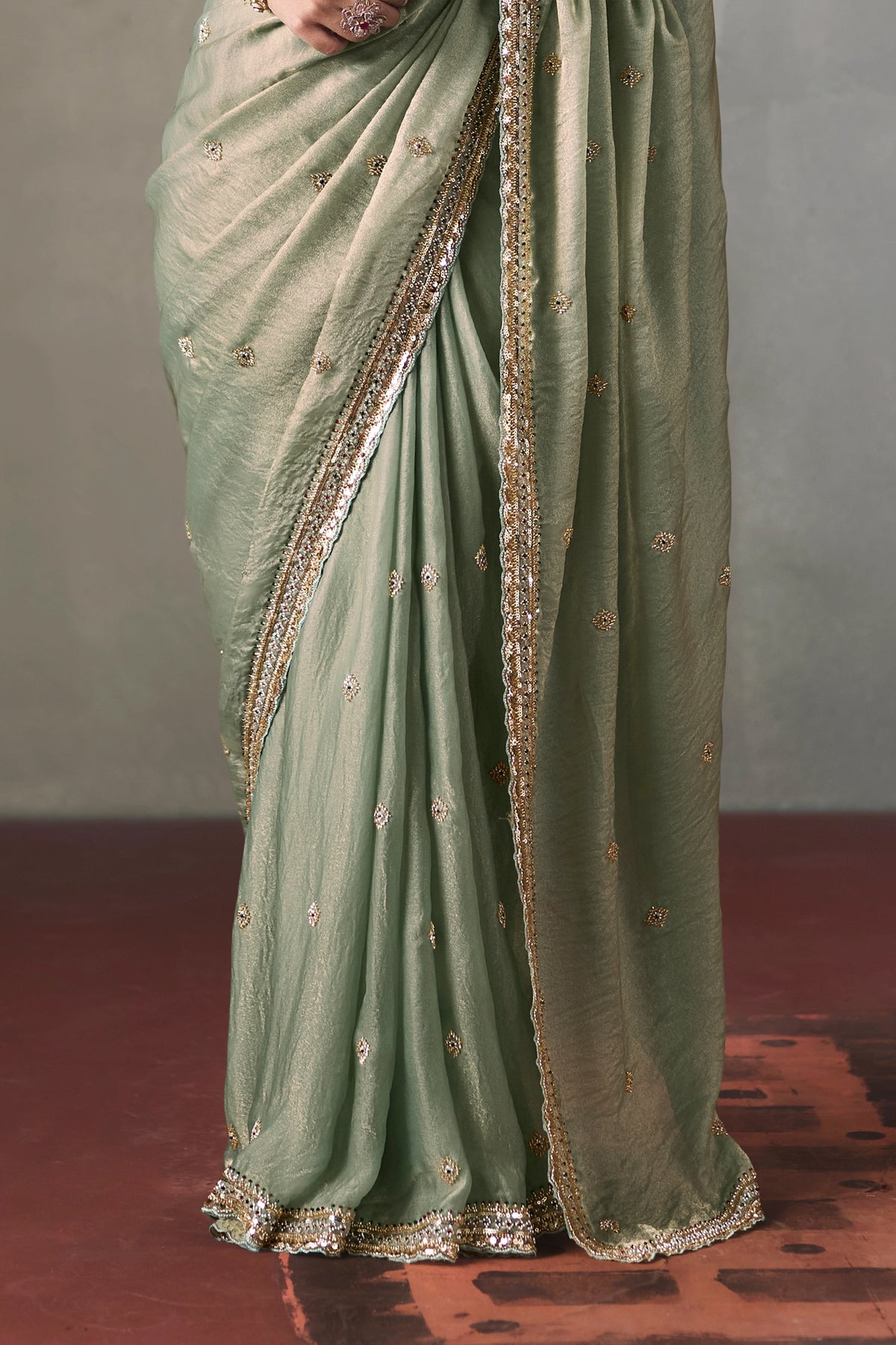 Sage Green Embroidered Silk Saree-SAR13407_6_SareeButa.com