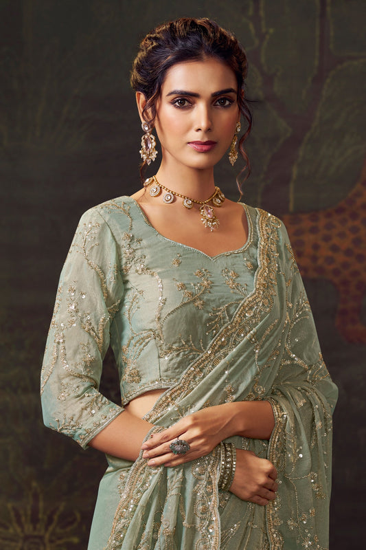 Sage Green Embroidered Tissue Saree-SAR11171_2_SareeButa.com