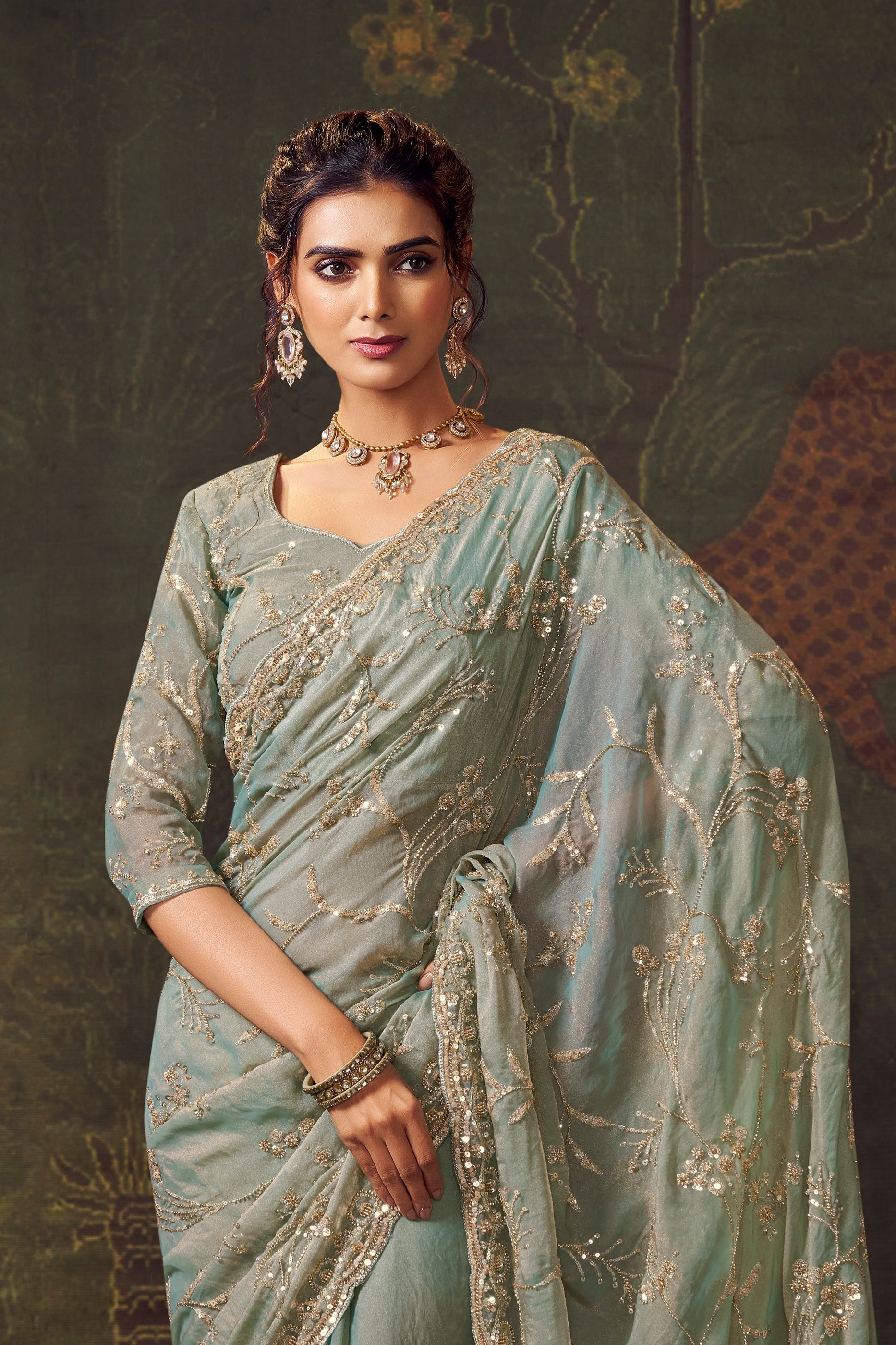 Sage Green Embroidered Tissue Saree-SAR11171_3_SareeButa.com