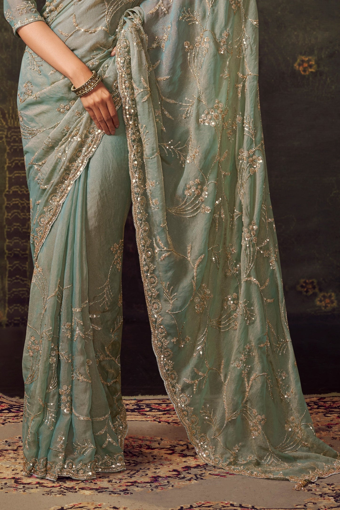 Sage Green Embroidered Tissue Saree-SAR11171_4_SareeButa.com