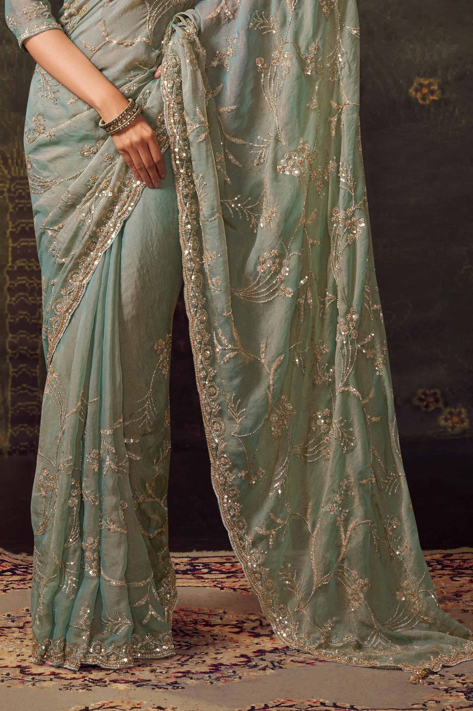 Sage Green Embroidered Tissue Saree-SAR11171_4_SareeButa.com