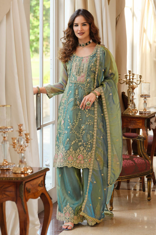 Sage Green Readymade Embroidered Simar Silk Suit-SAR11987_1_SareeButa.com