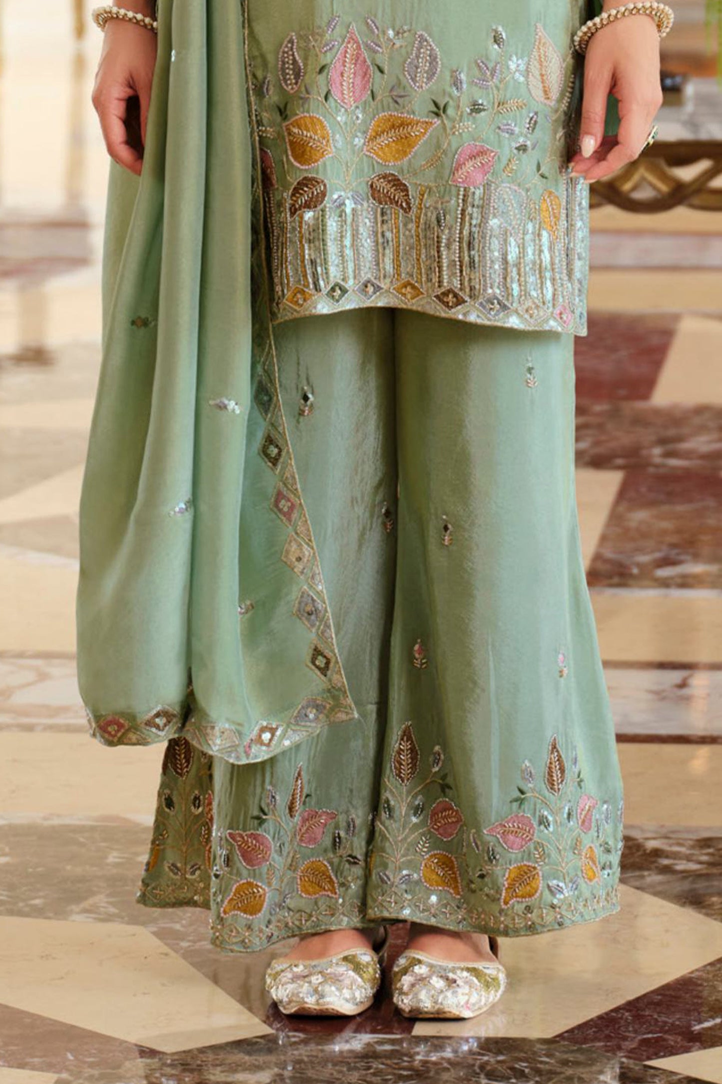 Sage Green Readymade Embroidered Simar Silk Suit-SAR12009_5_SareeButa.com