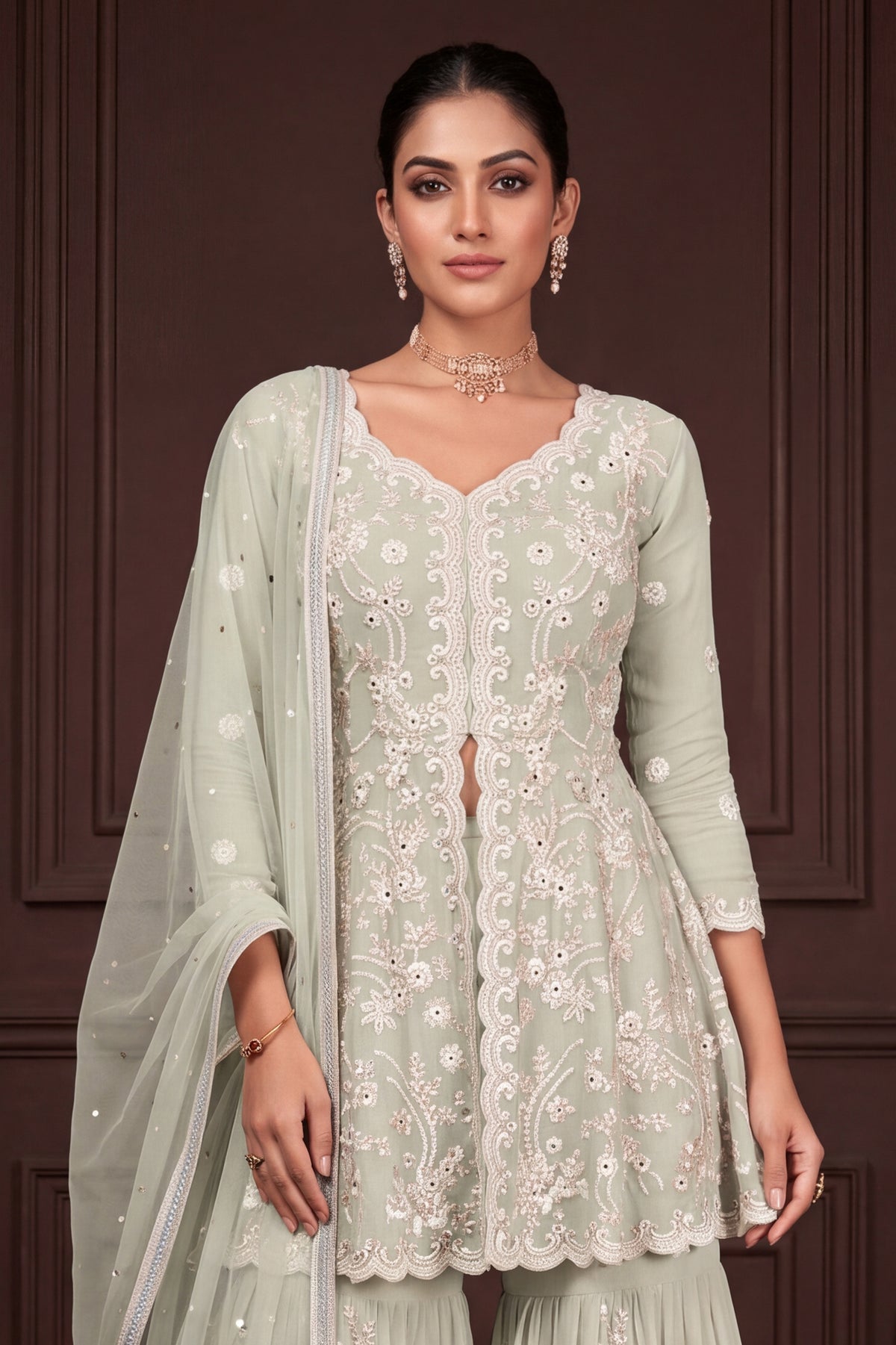 Sage Green Readymade Georgette Sharara Suit-SAR13348_5_SareeButa.com