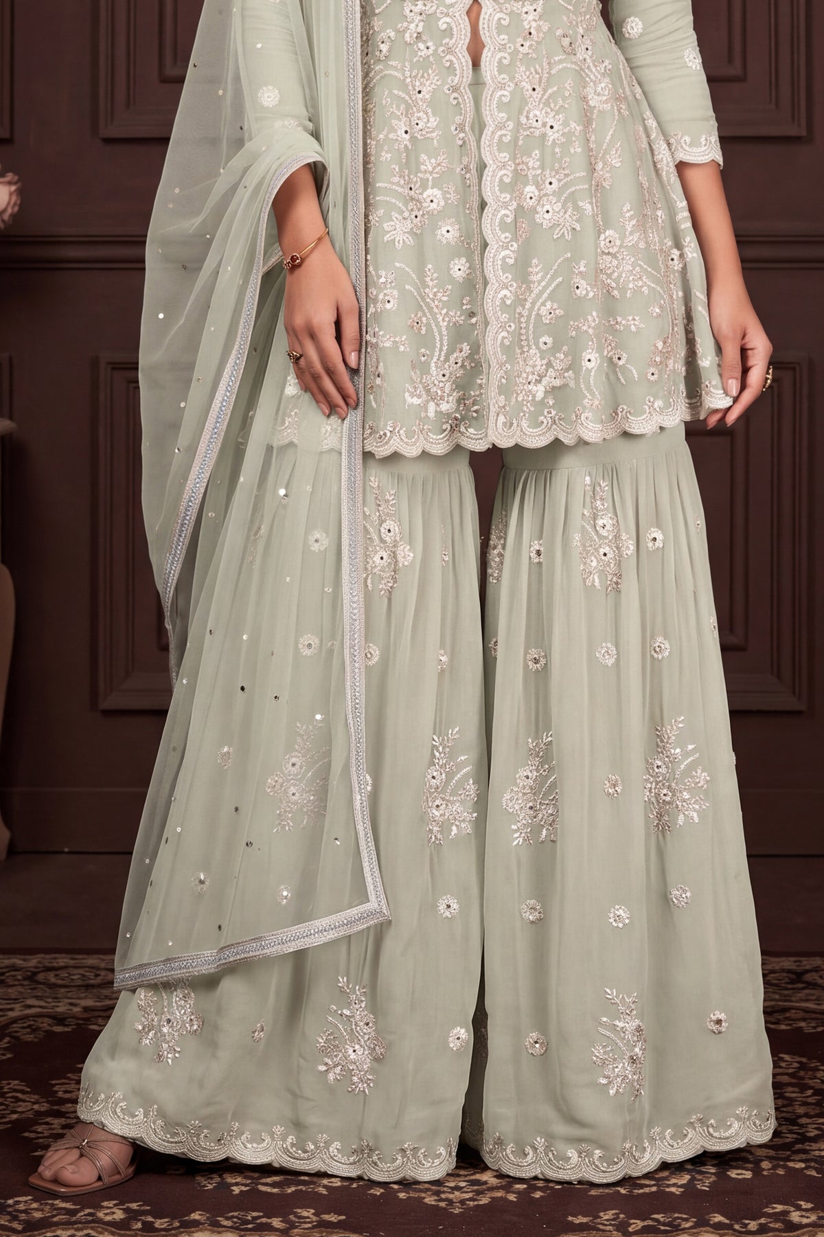 Sage Green Readymade Georgette Sharara Suit-SAR13348_6_SareeButa.com