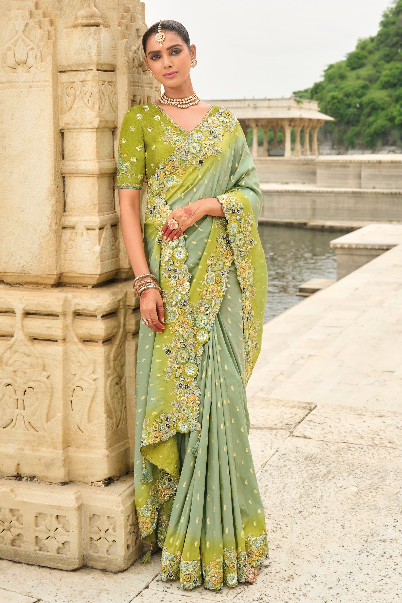 Sage Green Woven Banarasi Saree-ZB133311_3_SareeButa.com