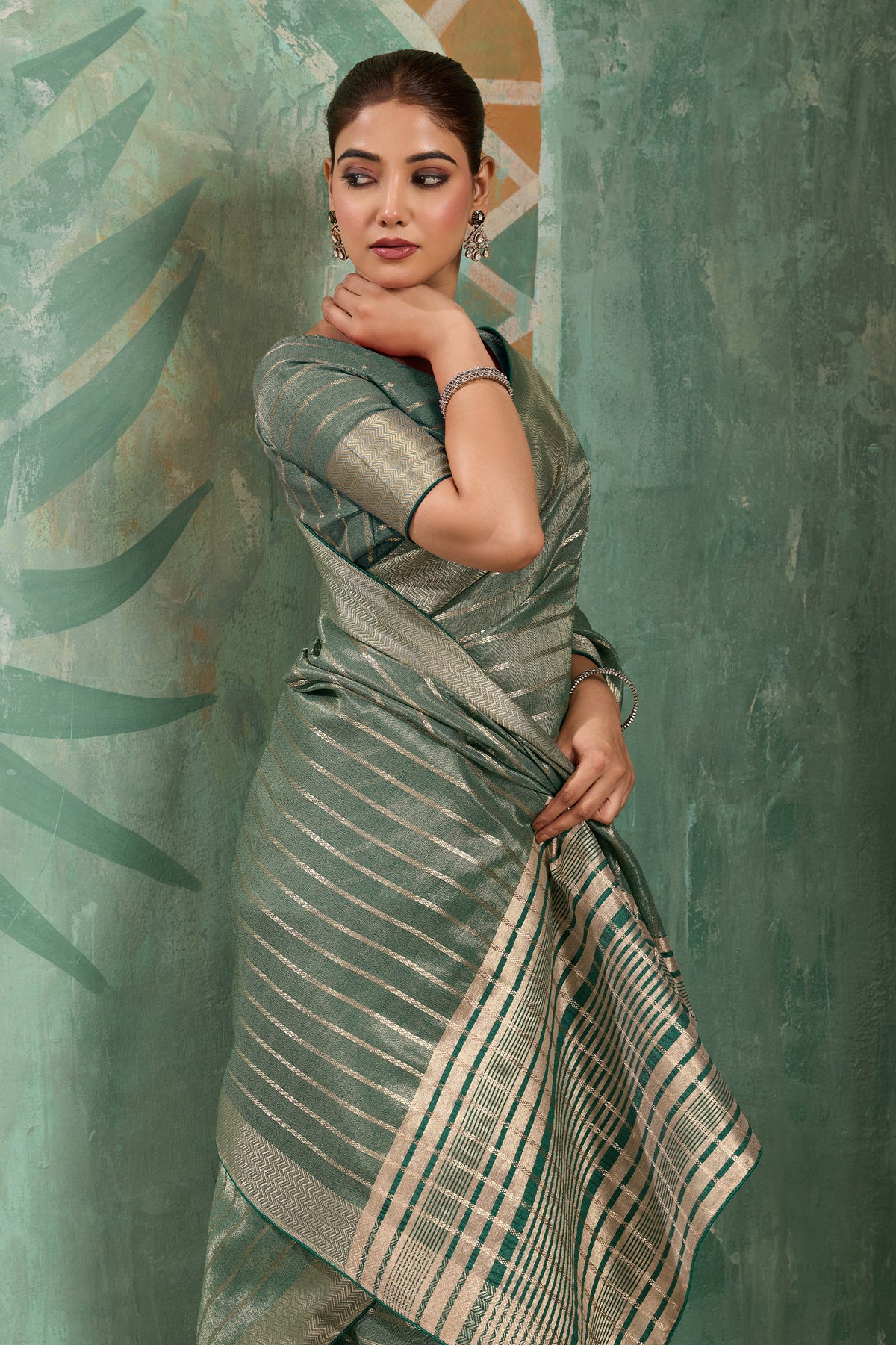 Sage Green Woven Cotton Tissue Saree-SAR12936_2_SareeButa.com