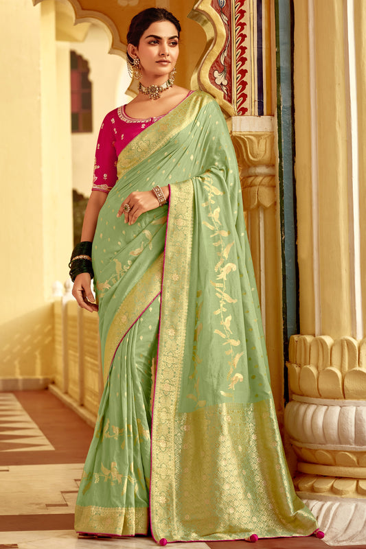 Sage Green Woven Silk Saree-ZB134132_1_SareeButa.com