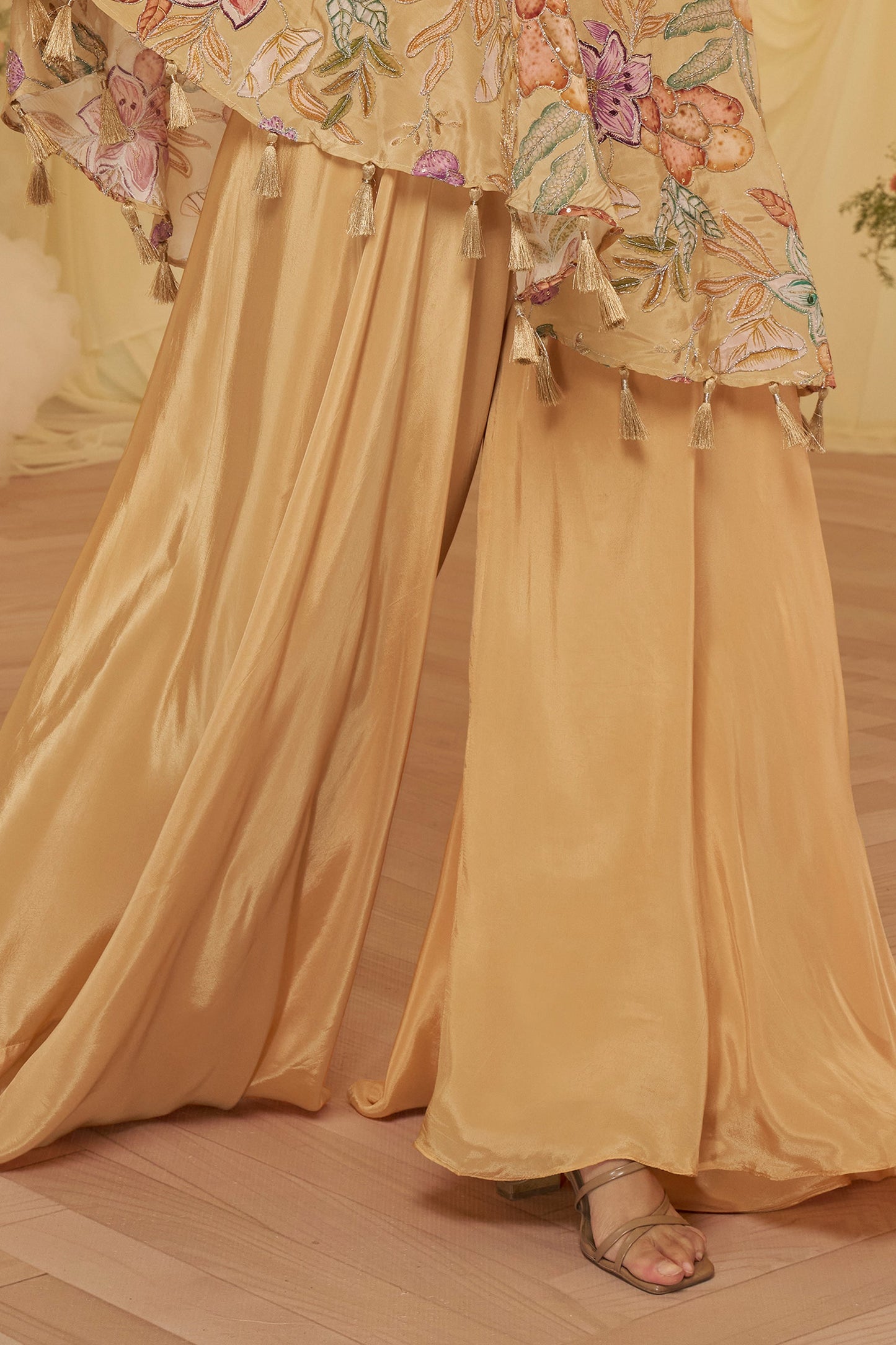 Sand Beige Readymade One Shoulder Palazzo Set-SAR12060_5_SareeButa.com