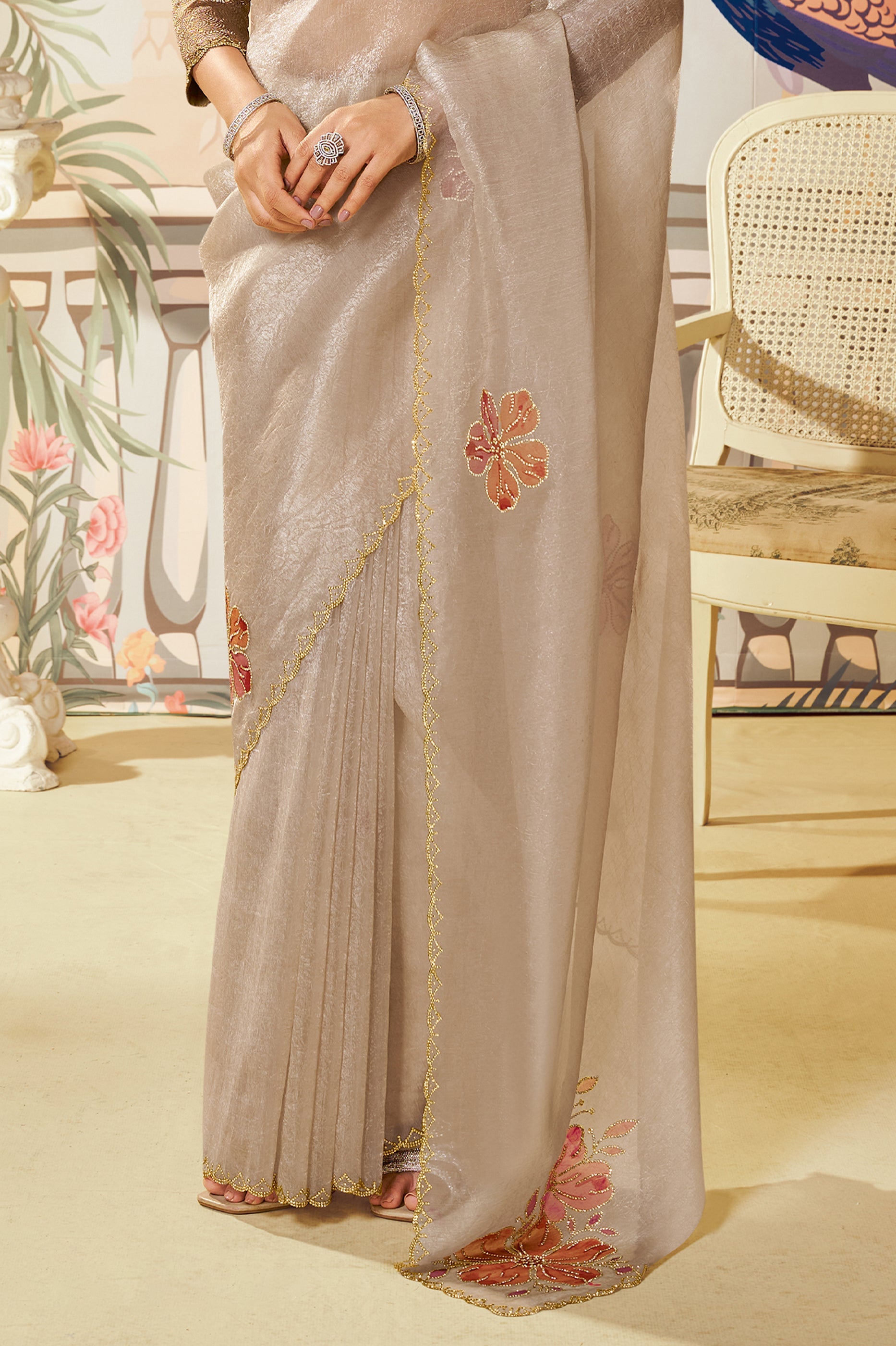 Sand Beige Satin Organza Silk Saree-SAR10467_5_SareeButa.com