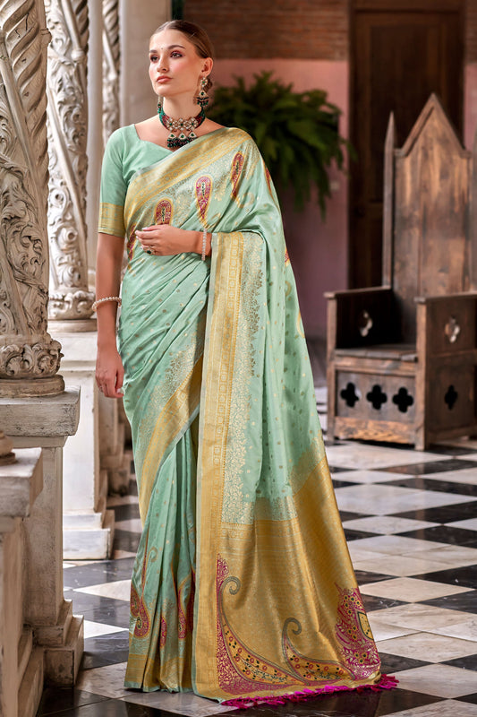 Sea Green Silk Saree-ZB133132_1_SareeButa.Com