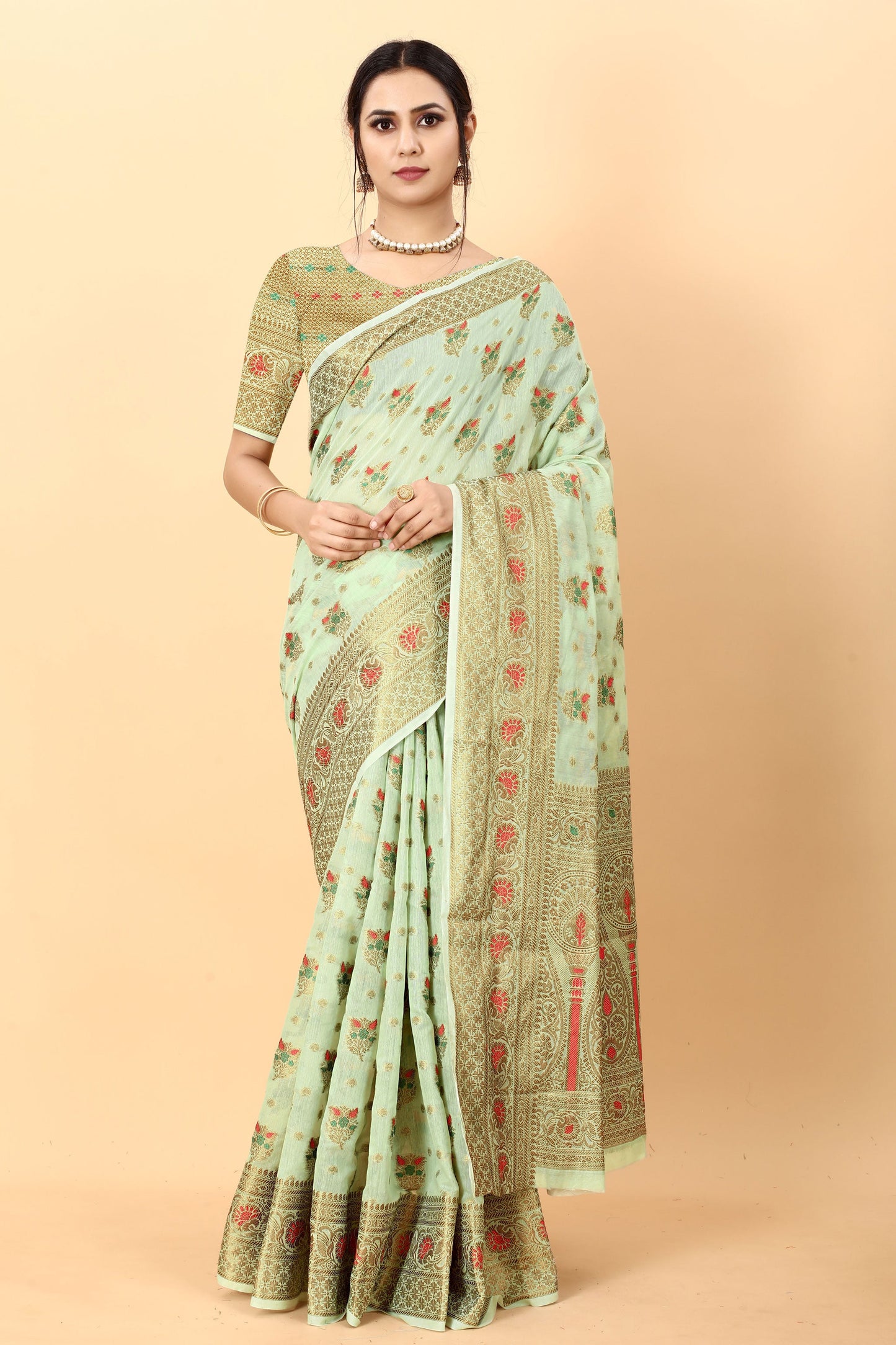 sea-green-woven-cotton-silk-saree-zb131375_1_SareeButa.com