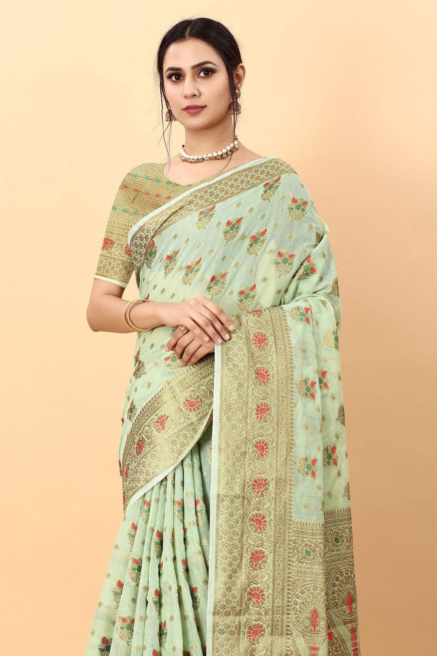 sea-green-woven-cotton-silk-saree-zb131375_3_SareeButa.com