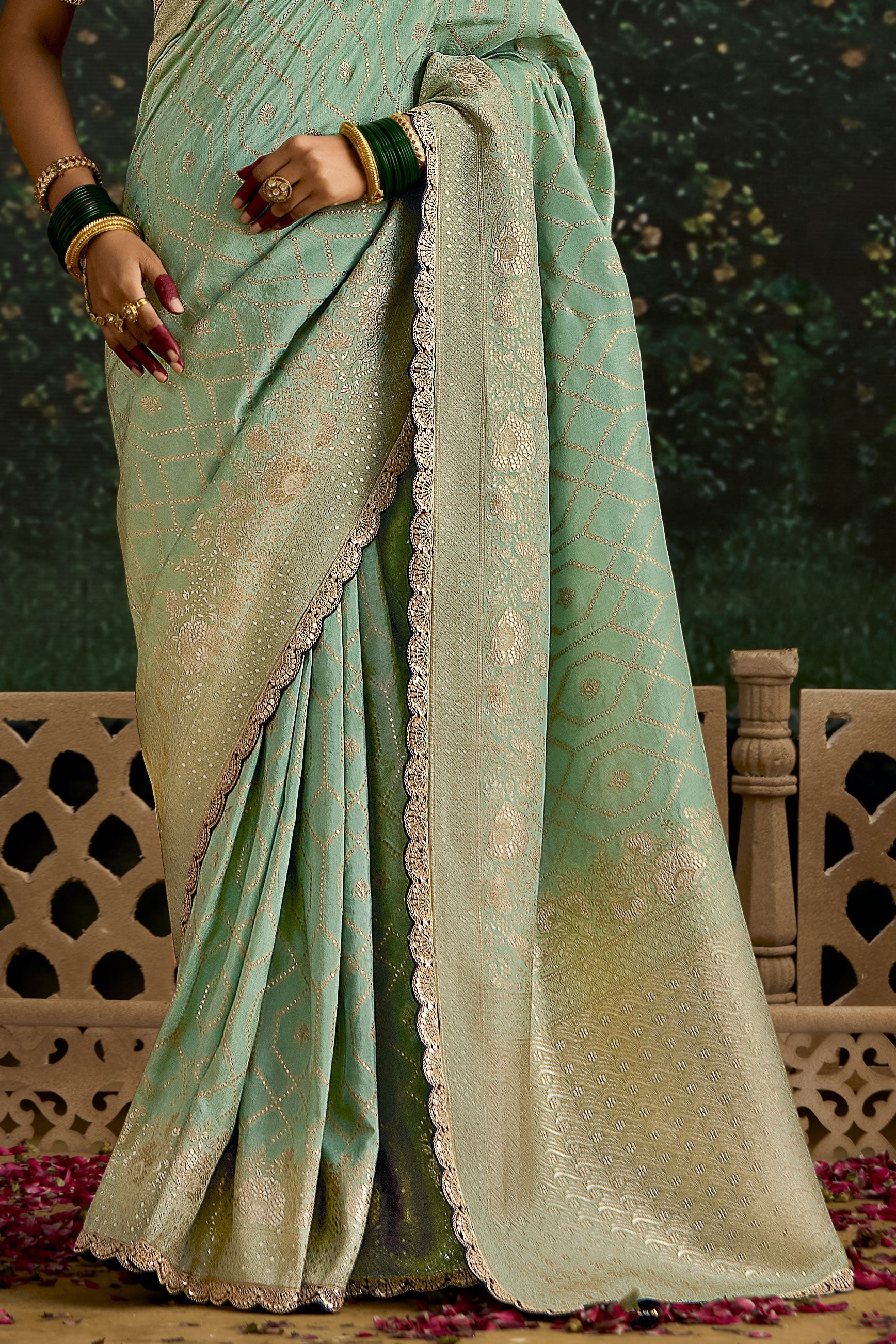 Sea Green Woven Organza Silk Saree-ZB133219_3_SareeButa.com