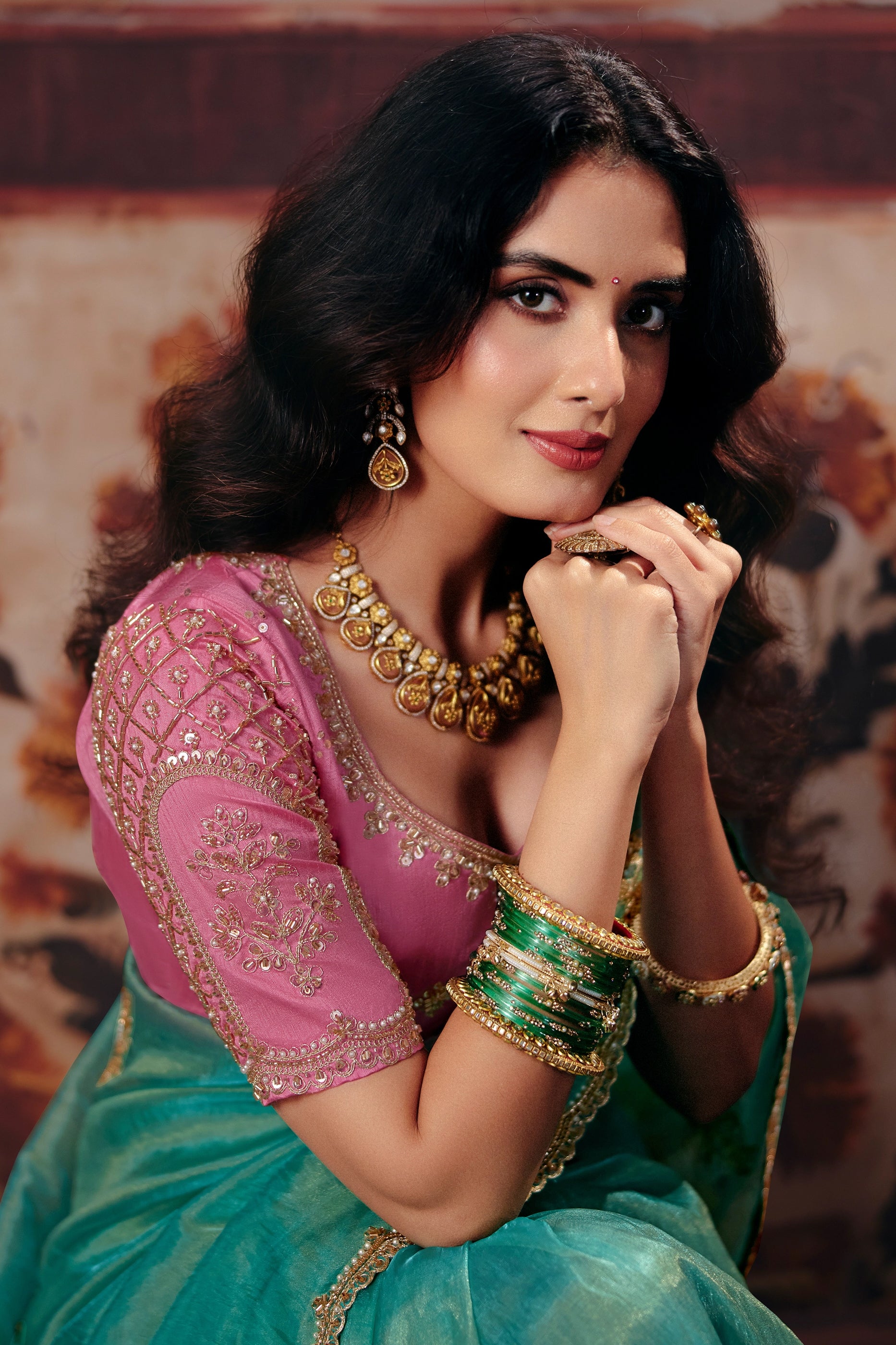 Sea Green Embroidered Organza Saree-SAR13205_2_SareeButa.com