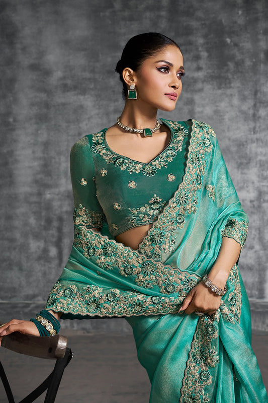 Sea Green Embroidered Tissue Silk Saree-SAR10451_2_SareeButa.com