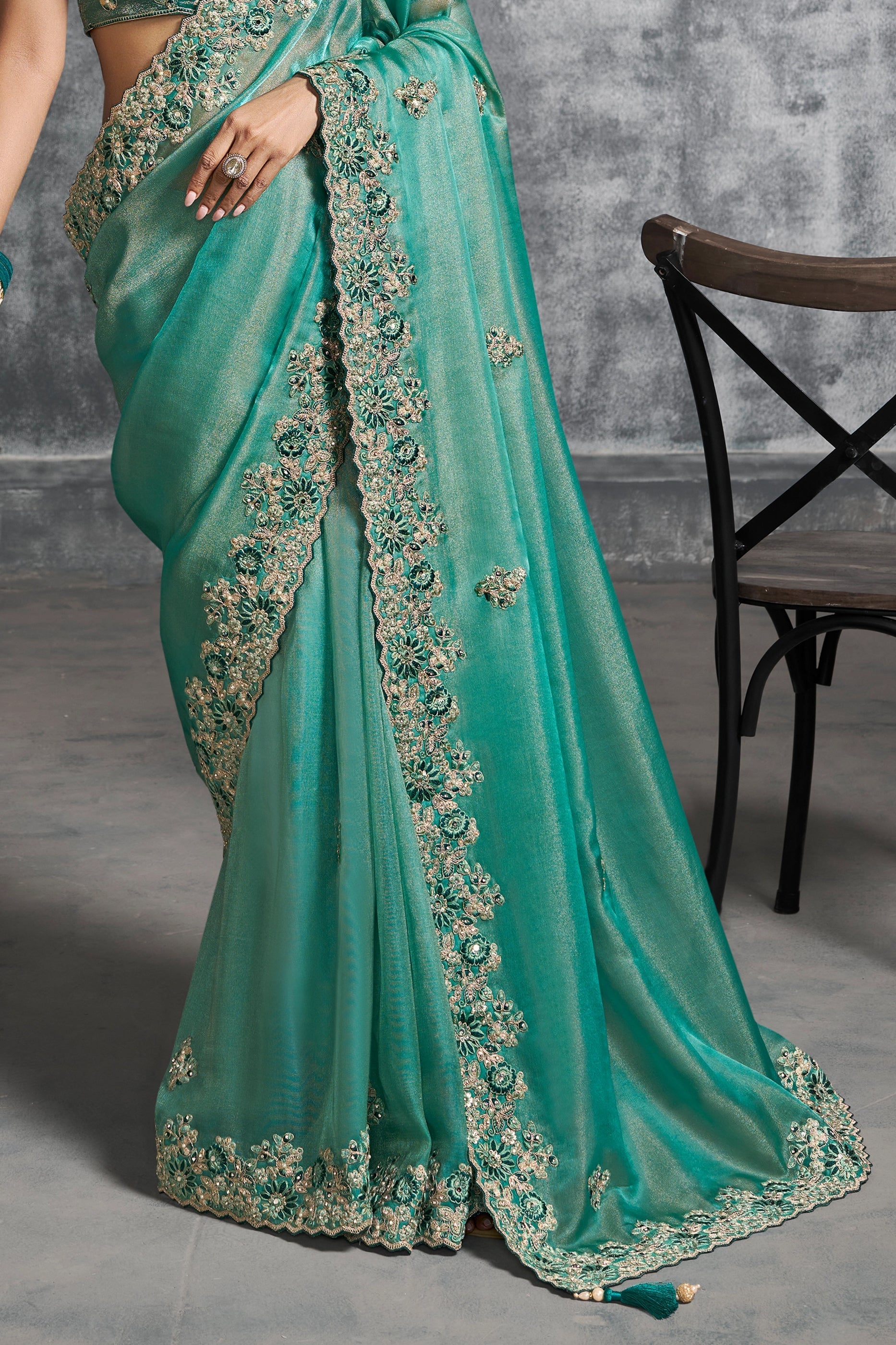 Sea Green Embroidered Tissue Silk Saree-SAR10451_5_SareeButa.com