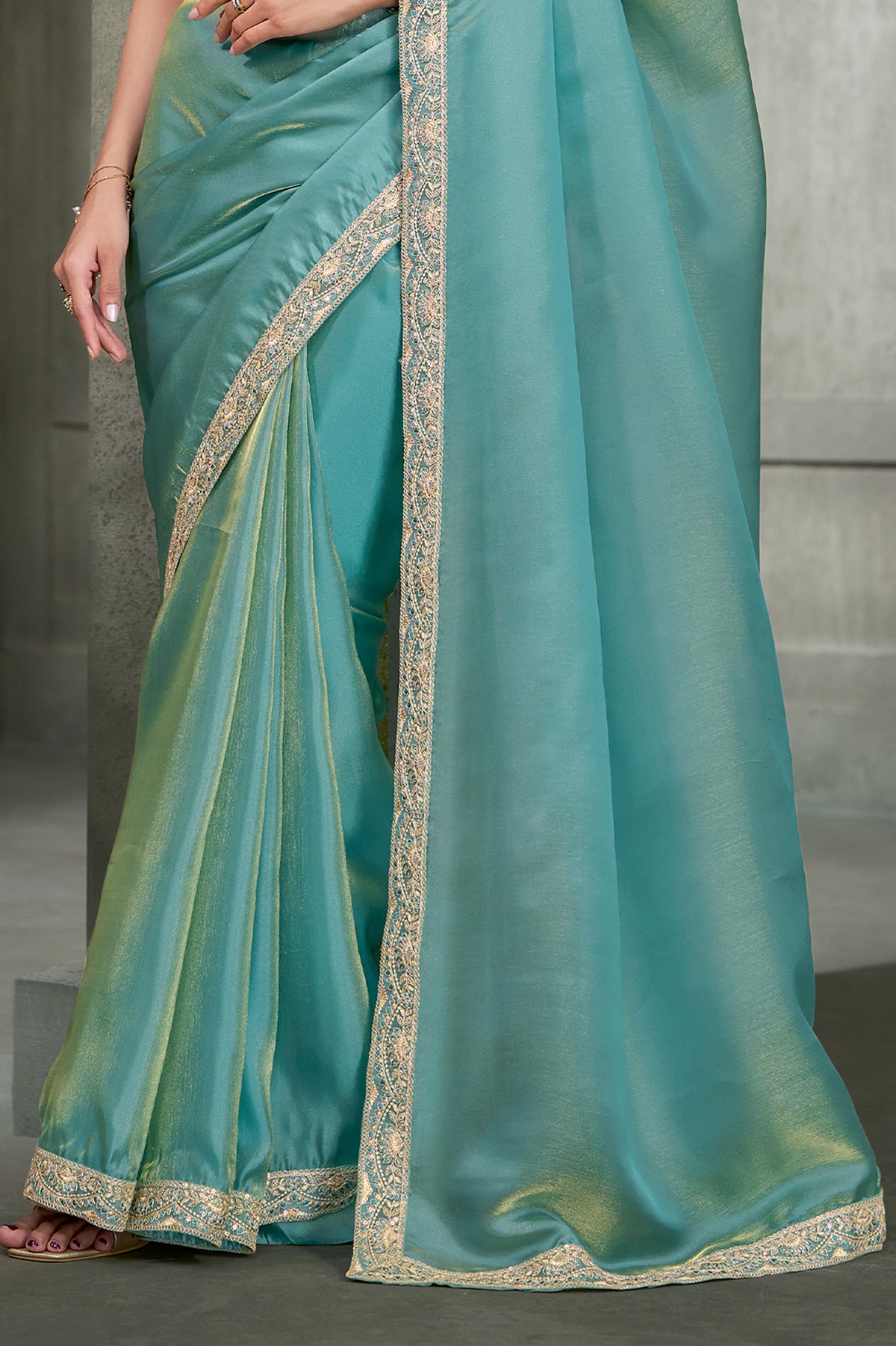 Sea Green Embroidered Tissue Silk Saree-SAR13288_4_SareeButa.com