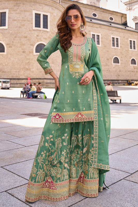 Sea Green Readymade Embroidered Simar Silk Suit-SAR10794_1_SareeButa.com