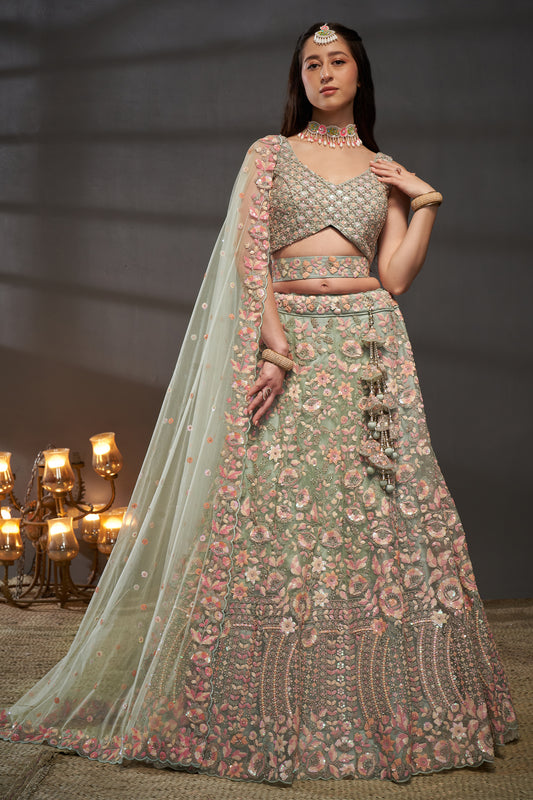 Sea Green Semi-Stitched Embroidered Net Lehenga-SAR12825_1_SareeButa.com