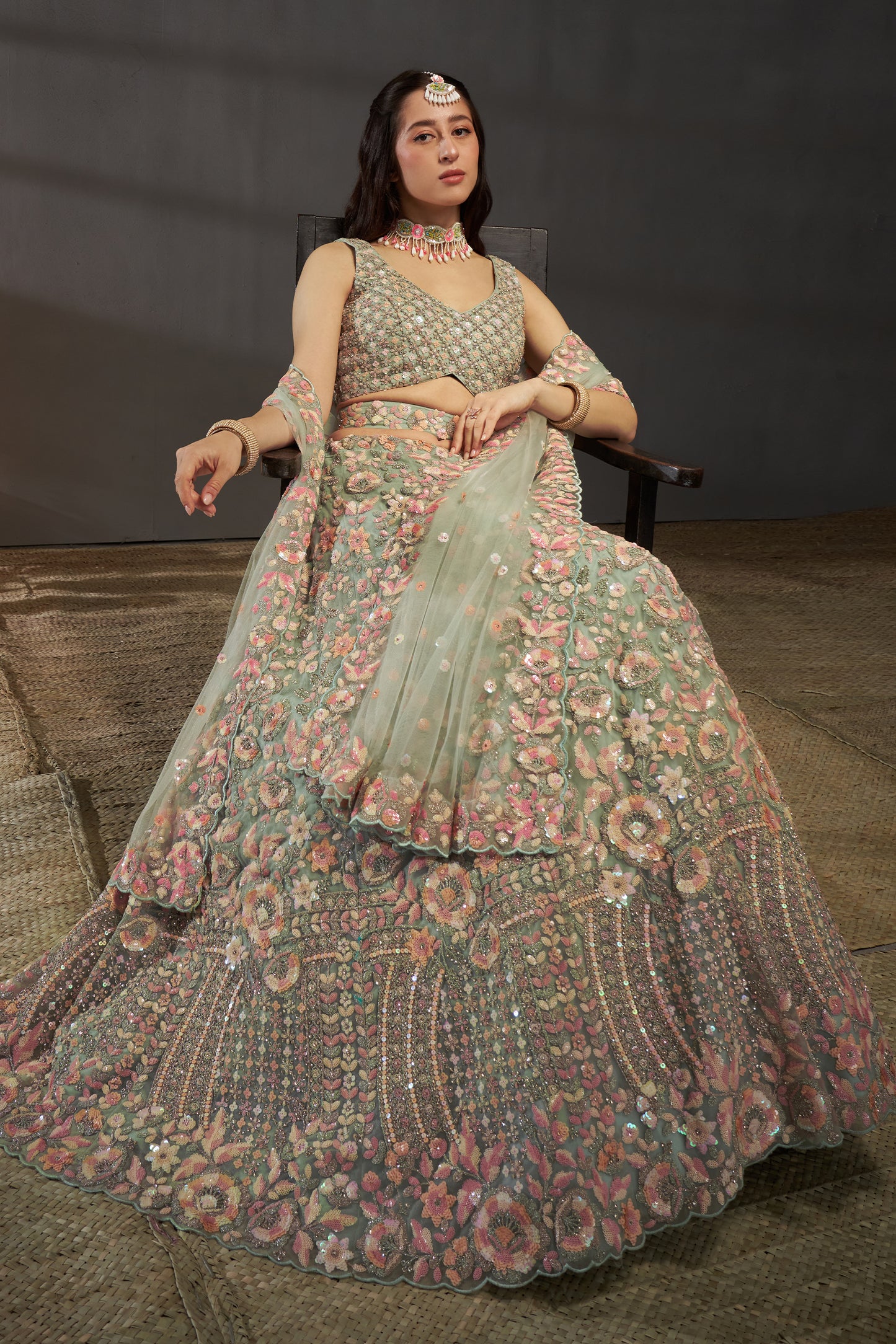Sea Green Semi-Stitched Embroidered Net Lehenga-SAR12825_4_SareeButa.com