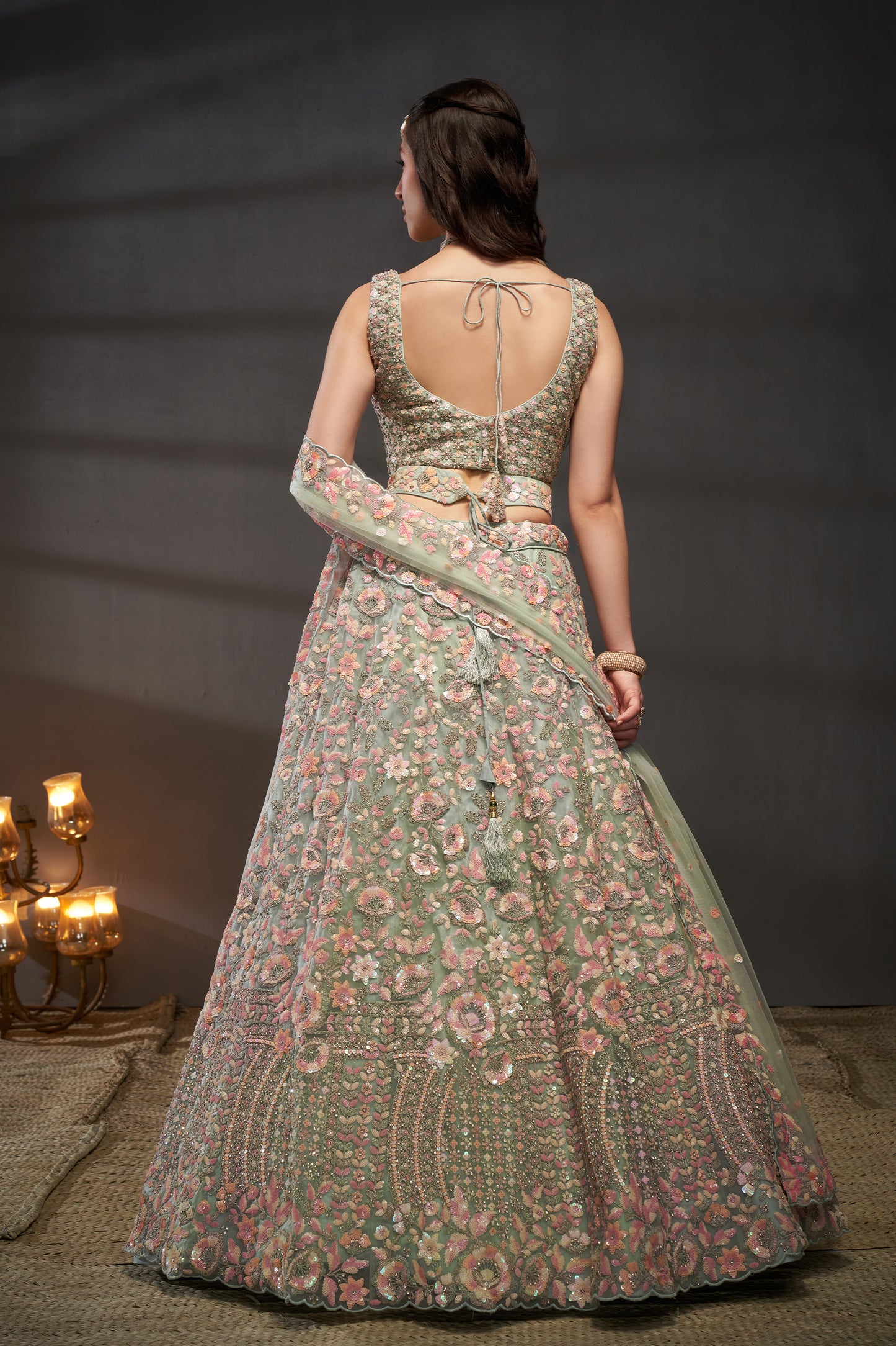 Sea Green Semi-Stitched Embroidered Net Lehenga-SAR12825_6_SareeButa.com