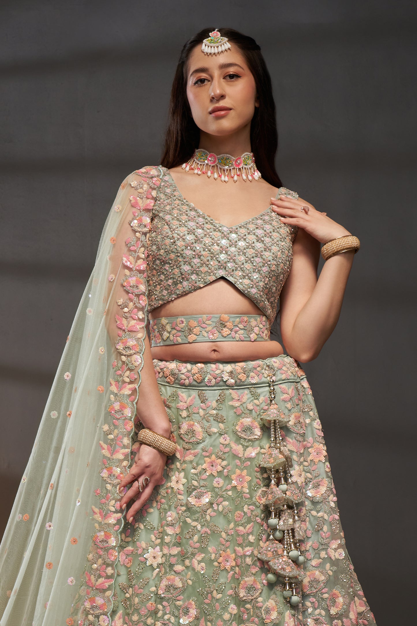 Sea Green Semi-Stitched Embroidered Net Lehenga-SAR12825_7_SareeButa.com