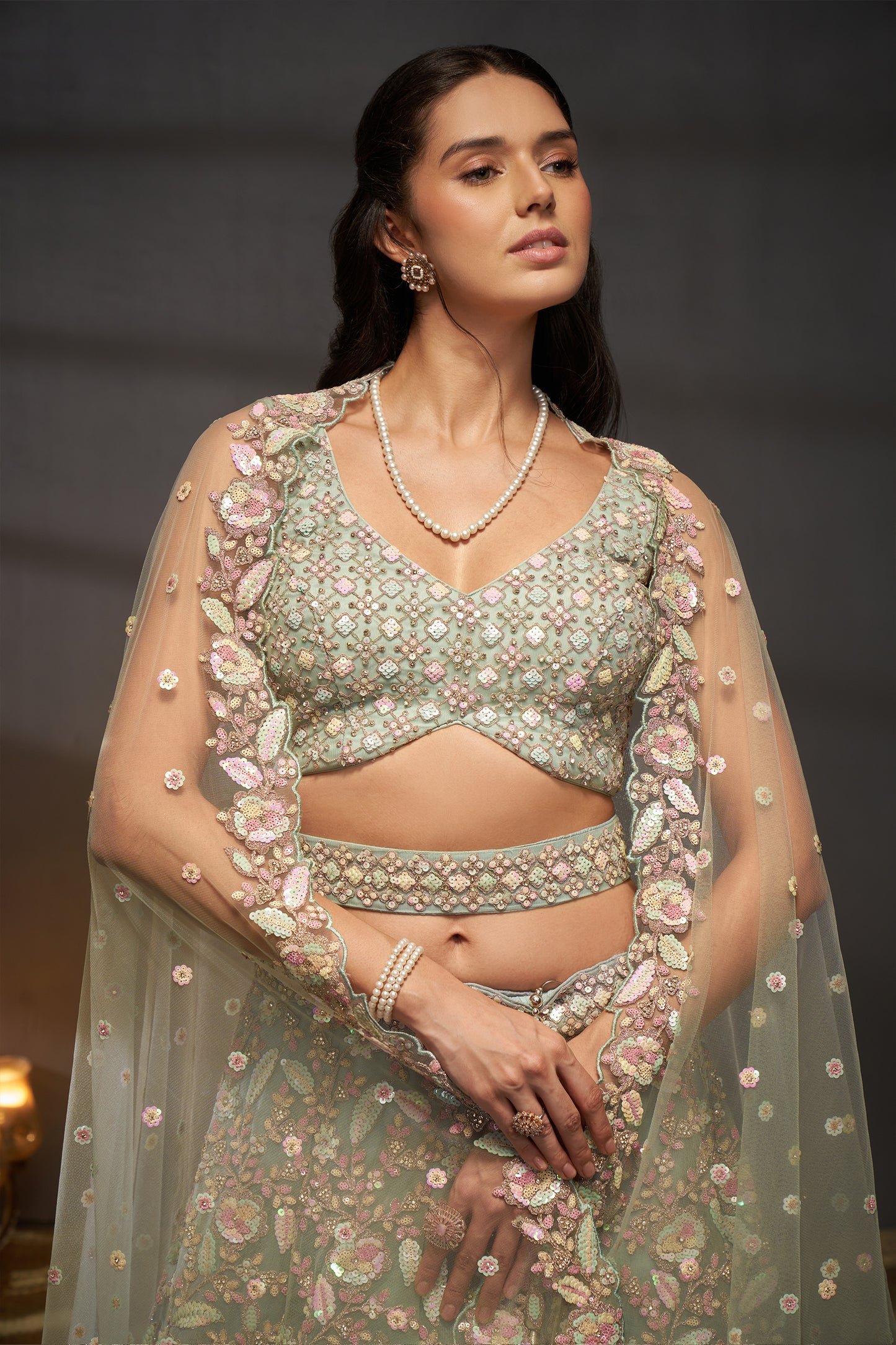 Sea Green Semi-Stitched Embroidered Net Lehenga-SAR12829_2_SareeButa.com