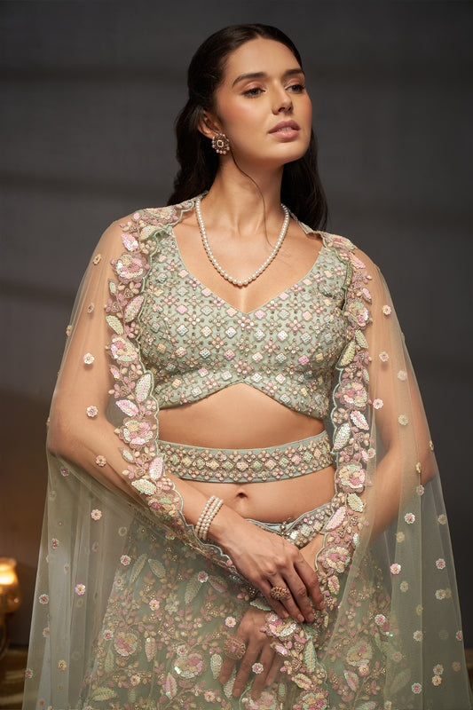 Sea Green Semi-Stitched Embroidered Net Lehenga-SAR12829_2_SareeButa.com