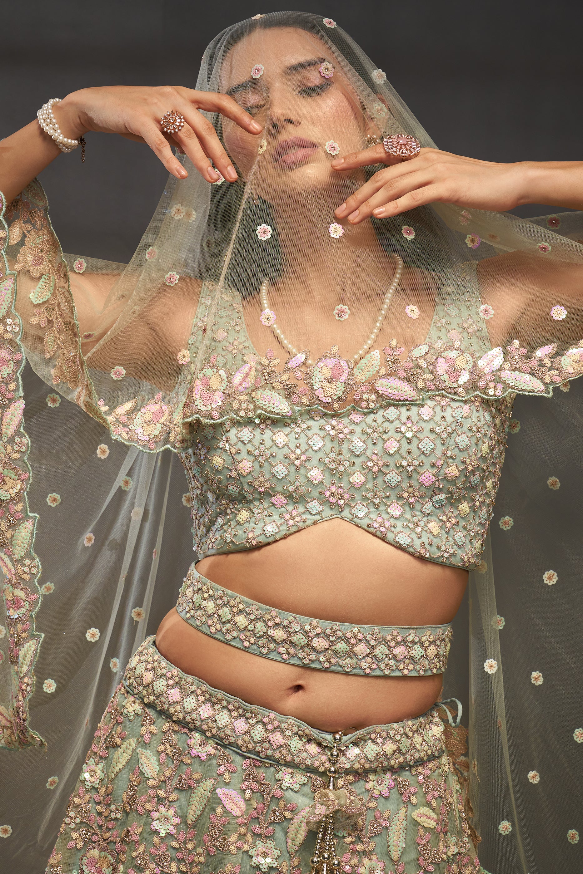 Sea Green Semi-Stitched Embroidered Net Lehenga-SAR12829_3_SareeButa.com