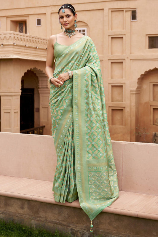 Sea Green Woven Banarasi Saree-ZB133391_1_SareeButa.com