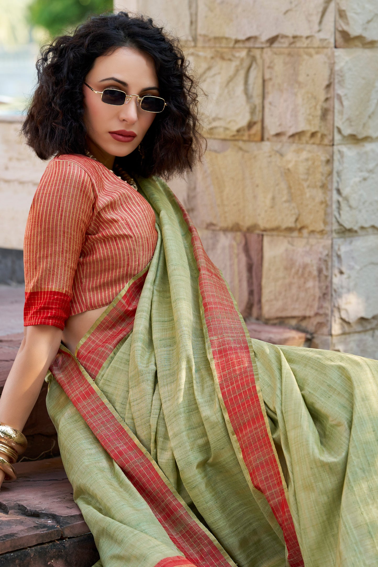 Sea Green Woven Cotton Silk Saree-ZB134029_2_SareeButa.com