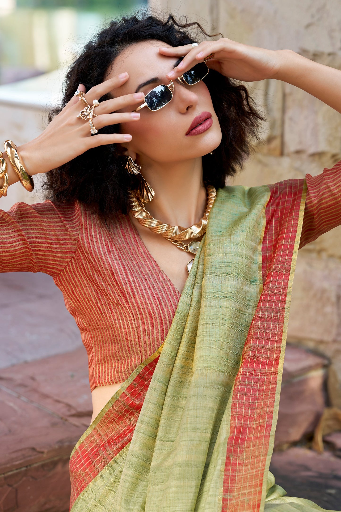 Sea Green Woven Cotton Silk Saree-ZB134029_3_SareeButa.com