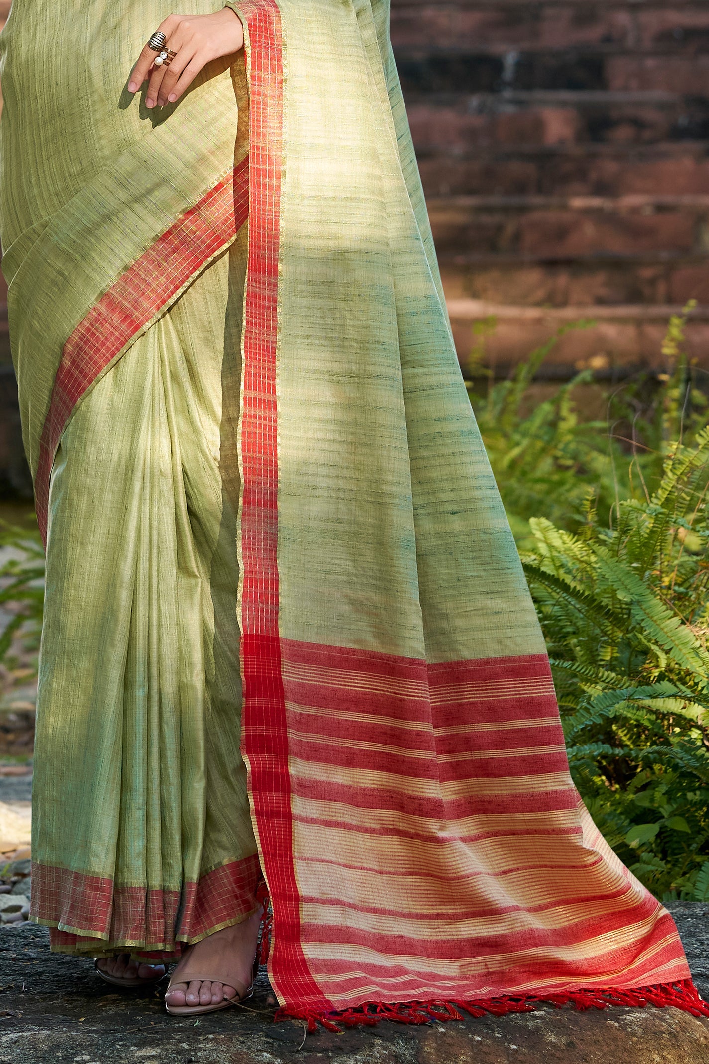 Sea Green Woven Cotton Silk Saree-ZB134029_4_SareeButa.com