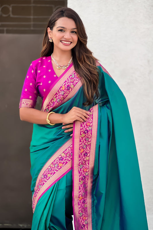 Sea Green Woven Paithani Saree-ZB134850_2_SareeButa.com
