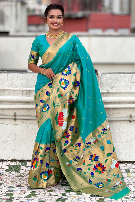 Sea Green Woven Paithani Saree-ZB134856_1_SareeButa.com