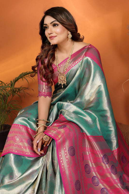 Sea Green Woven Tissue Silk Paithani Saree-ZB134822_2_SareeButa.com