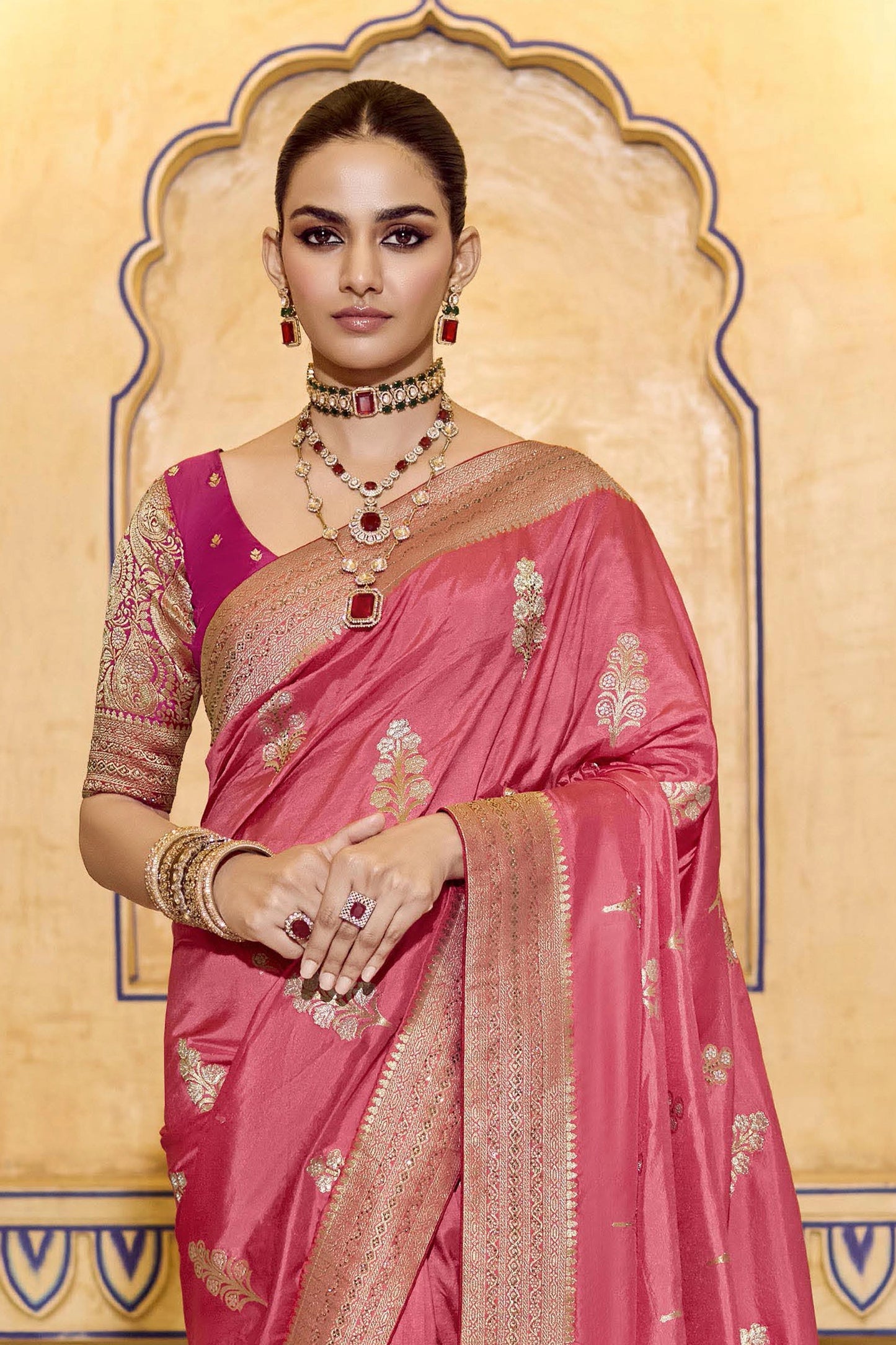 Shell Pink Woven Crepe Silk Saree-SAR11163_3_SareeButa.com