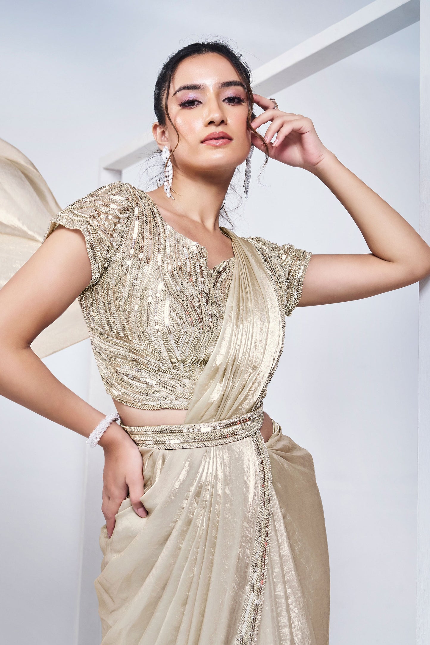 Silver Satin Silk Readymade Saree-ZB133207_4_SareeButa.com