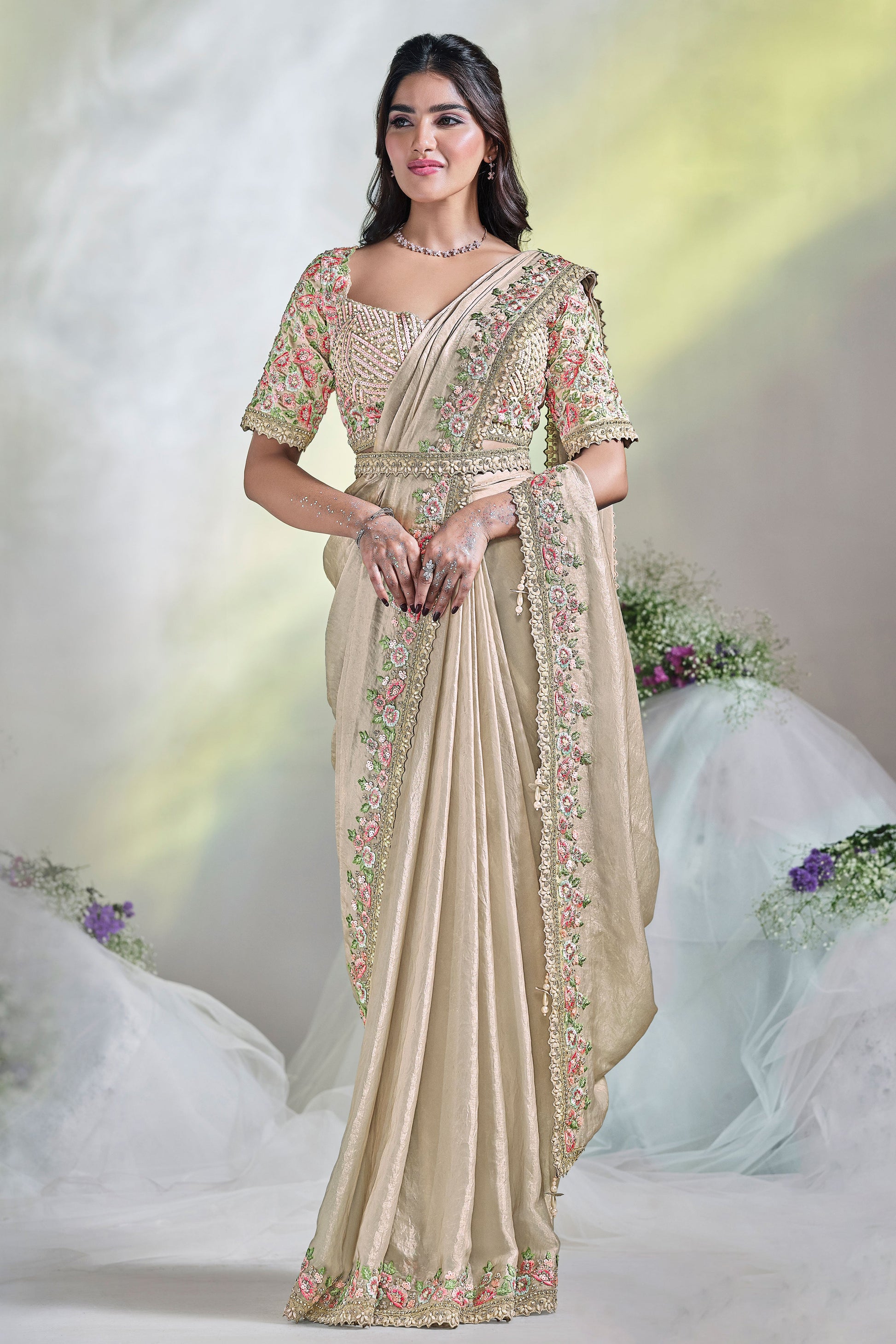 Silver Satin Silk Readymade Saree-ZB133490_1_SareeButa.com