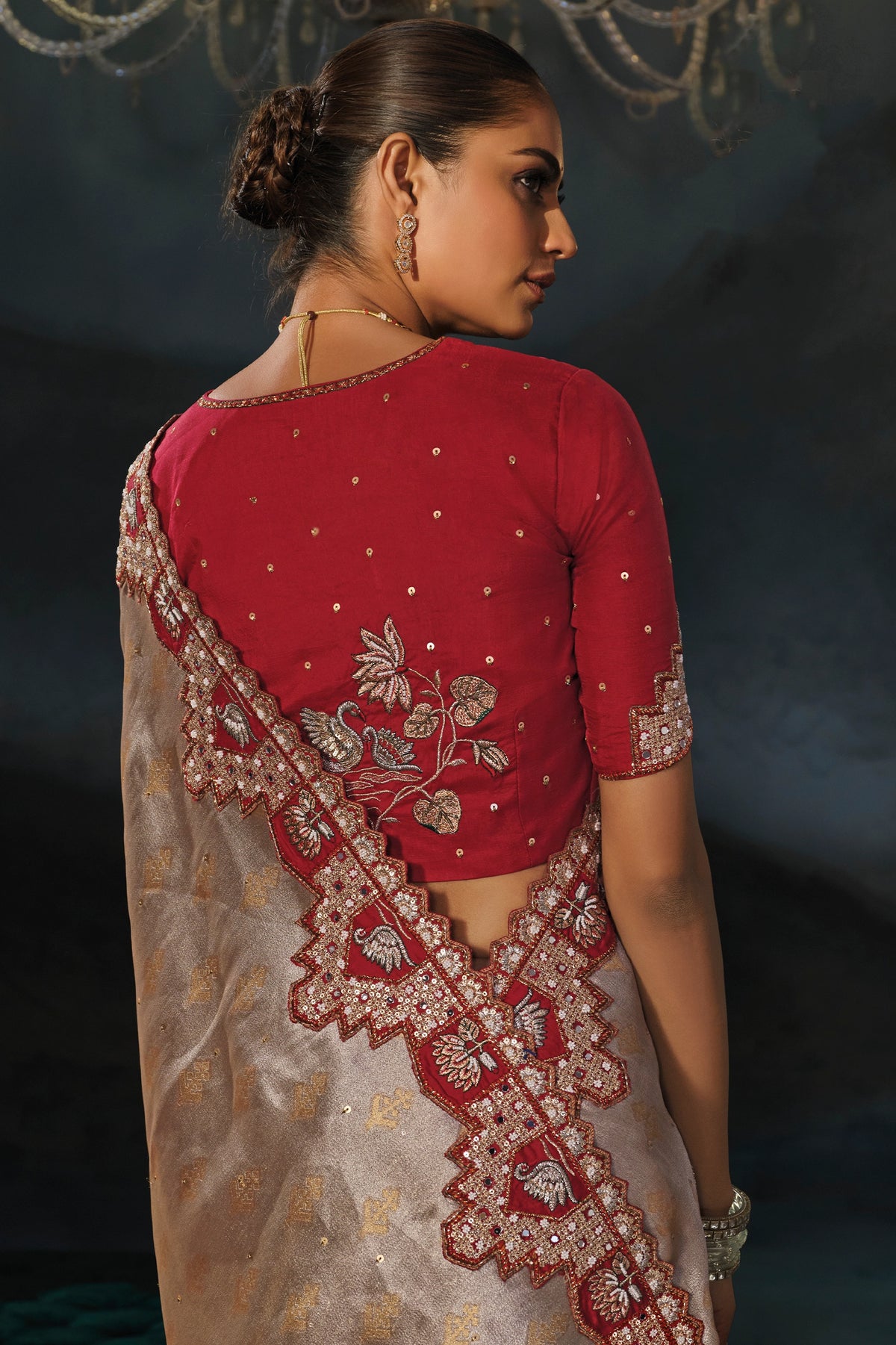 Silver Beige Embroidered Silk Saree-SAR13269_3_SareeButa.com