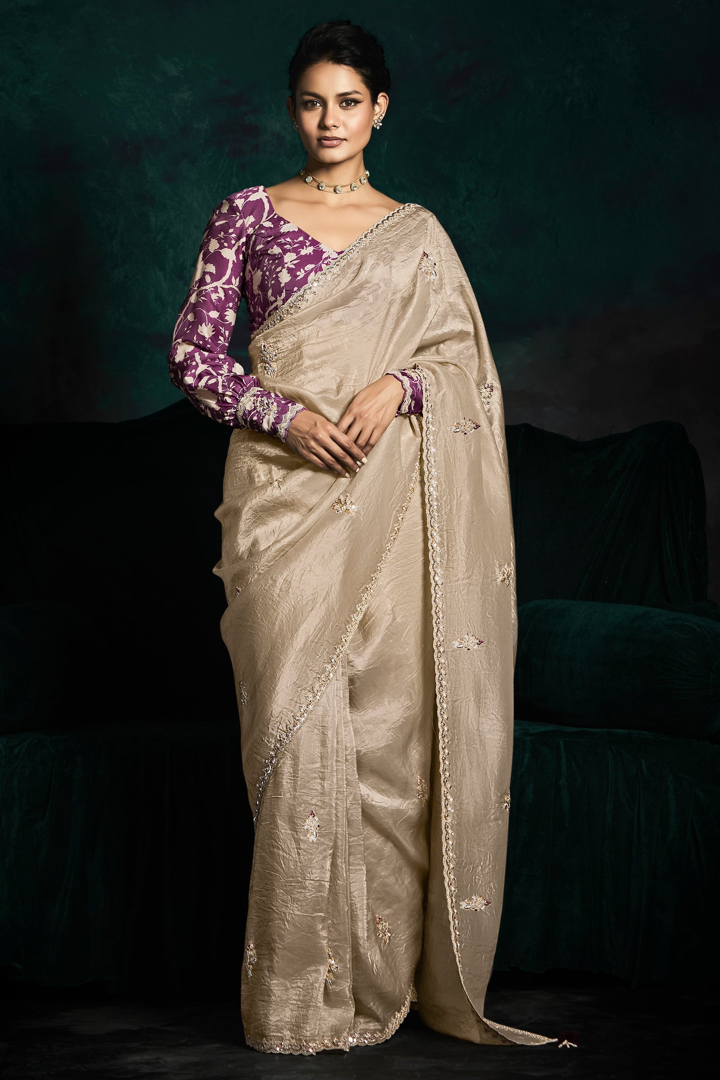 Silver Embroidered Organza Saree-ZB134074_1_SareeButa.com