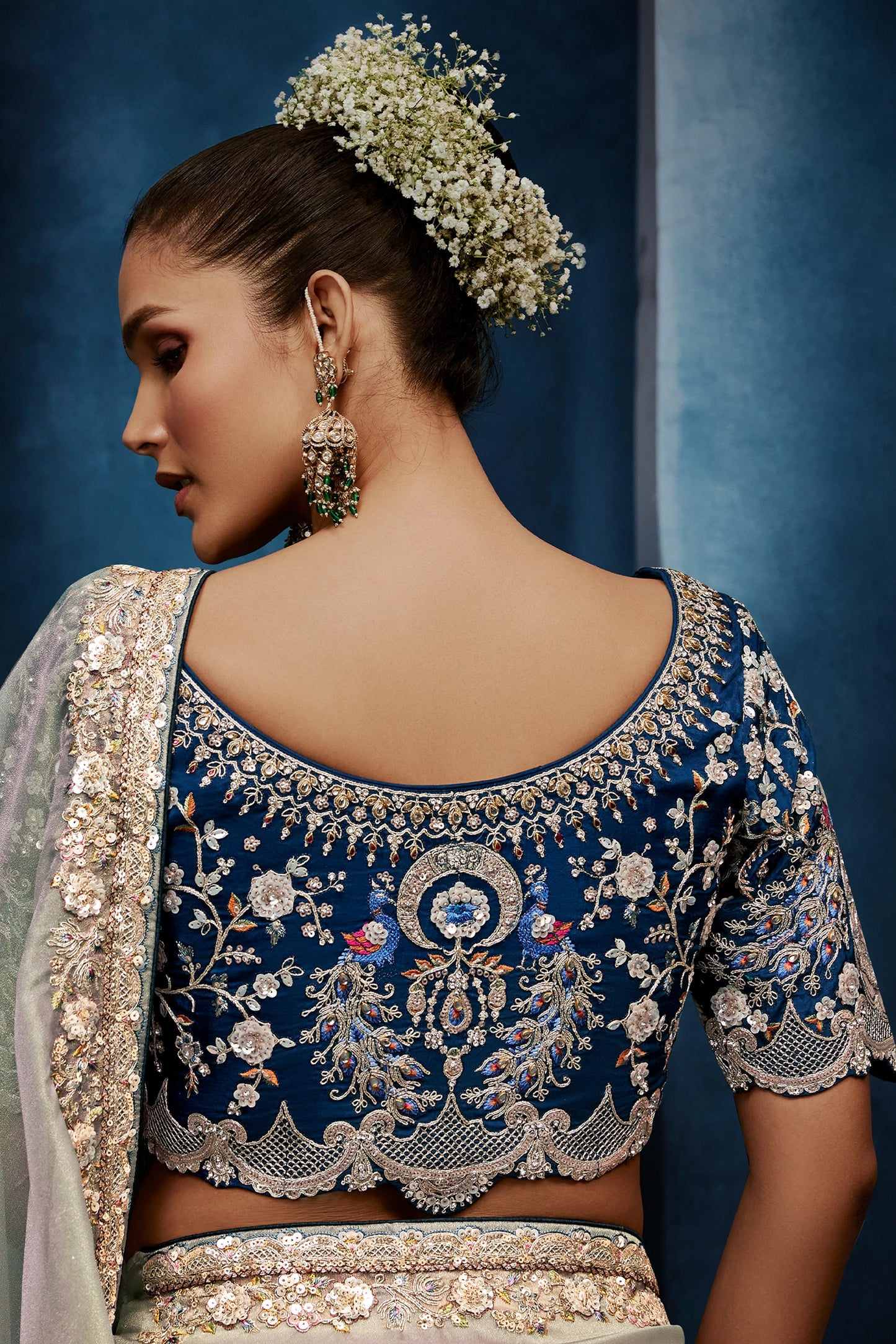 Silver Grey Embroidered Organza Silk Saree-SAR12602_4_SareeButa.com