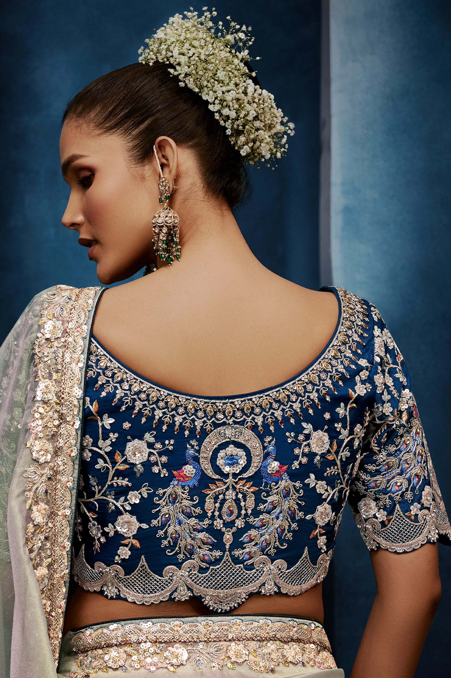 Silver Grey Embroidered Organza Silk Saree-SAR12602_4_SareeButa.com