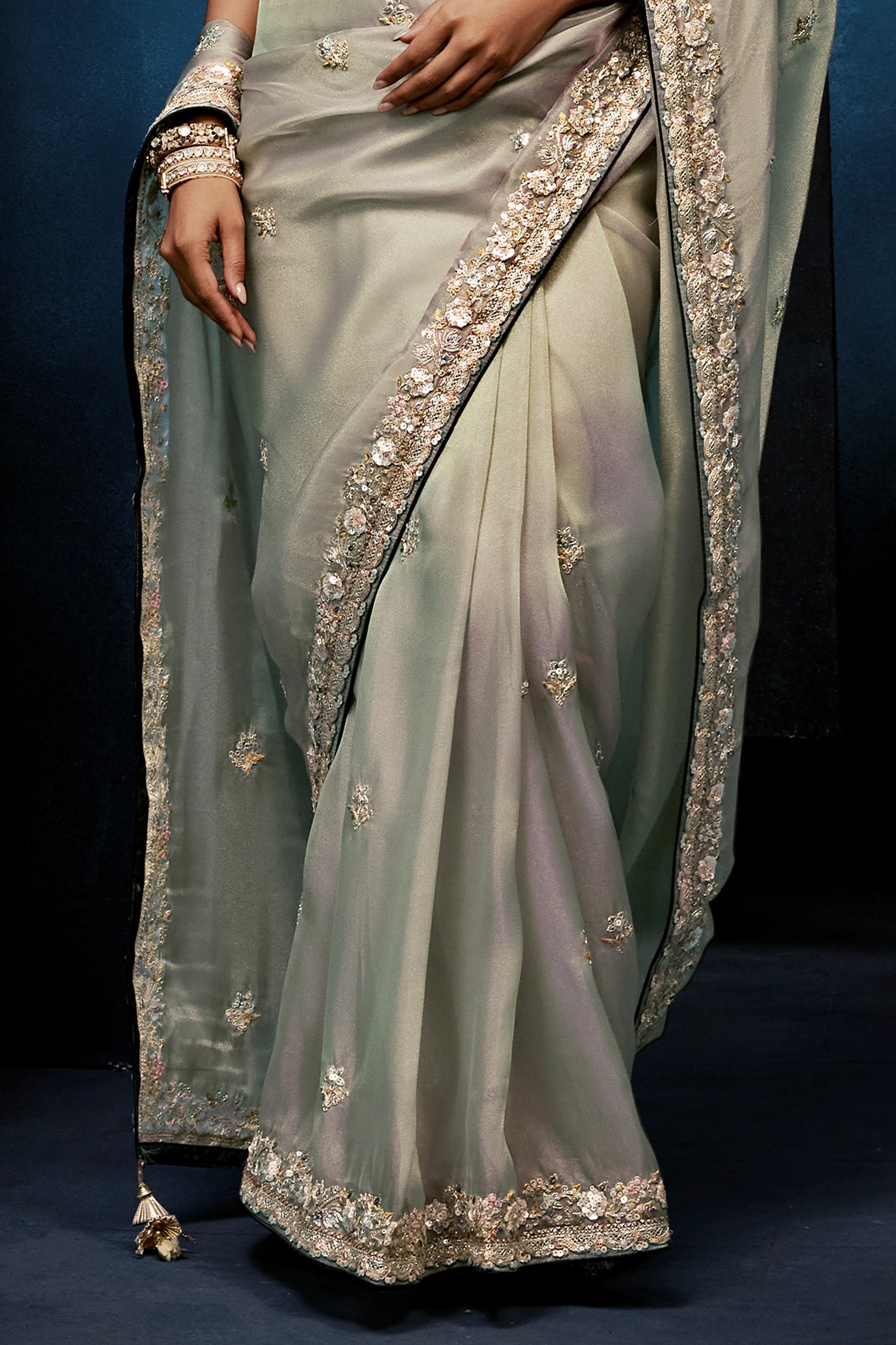 Silver Grey Embroidered Organza Silk Saree-SAR12602_5_SareeButa.com