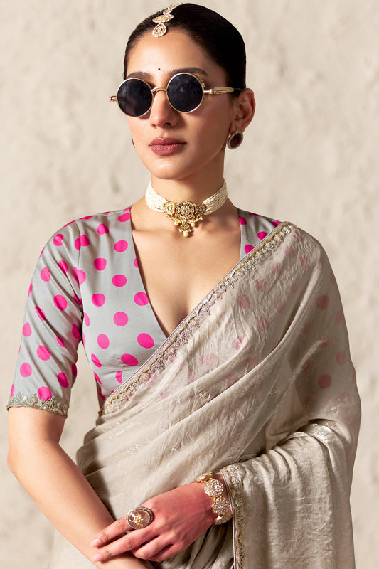 Silver Grey Embroidered Tissue Organza Saree-SAR12783_2_SareeButa.com