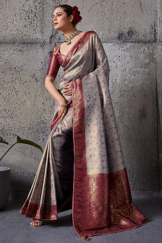 Silver Grey Woven Kanjivaram Silk Saree-SAR12554_1_SareeButa.com